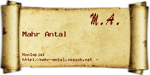 Mahr Antal névjegykártya